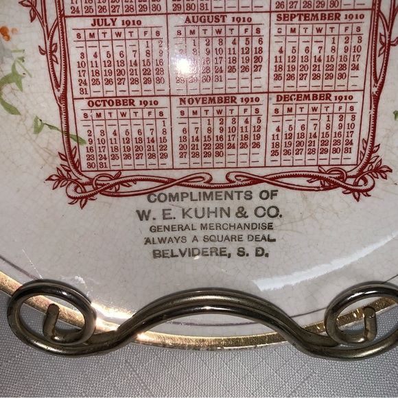 Antique Vtg 1910 Christmas Decorative Plate Promotional Holiday Calendar KUHN
